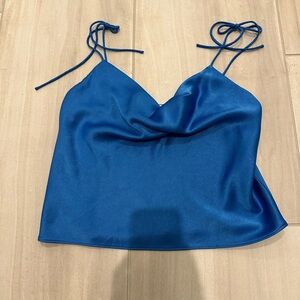 Alice + Olivia Harmon satin drapey tank top camisole XS
